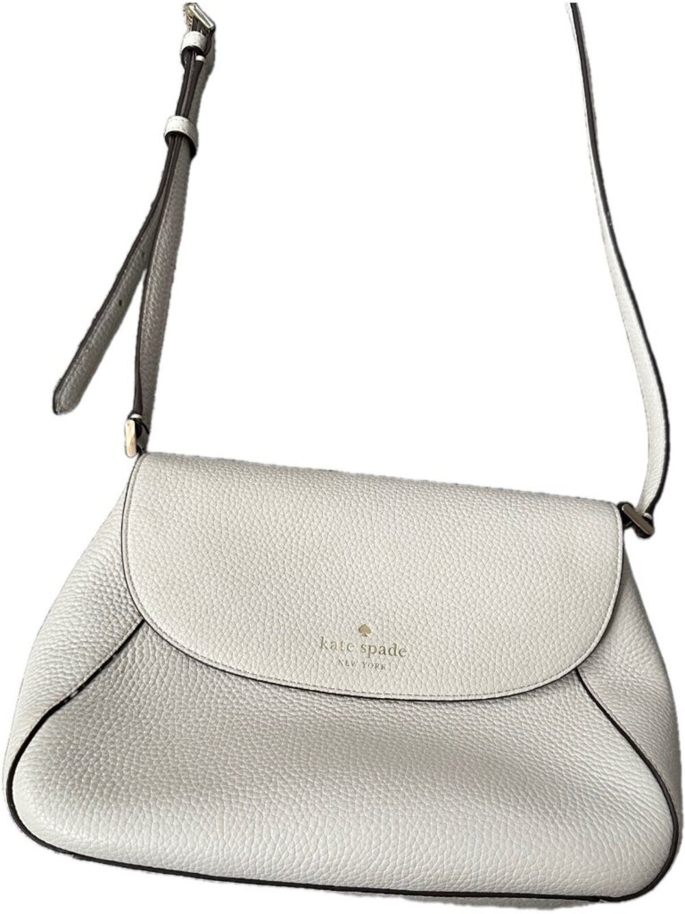 New Kate Spade Monica Flap Crossbody Purse Leather Medium Ivory White - Picture 3 of 13